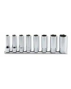 KKNRS3305M-8 image(0) - Ko-ken USA RS3305M/8 8 Piece 3/8 Sq. Dr. 12 point , Metric, Chrome, Deep Socket set