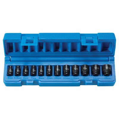 GRE9712MG image(0) - Grey Pneumatic 1/4" Drive 12 Piece Metric Magnetic Impact Socket Set