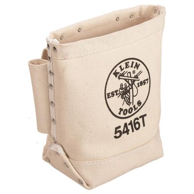 KLE5416T image(0) - Klein Tools Tool Bag, Bull-Pin and Bolt Bag, Tunnel Loop, Canvas, 5 x 10 x 9-Inch