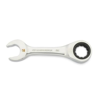 KDT86848 image(0) - GearWrench 18mm 90-Tooth 12 Point Stubby Combination Ratcheting Wrench