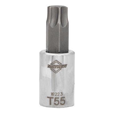 MAY16223 image(0) - Mayhew Mayhew T55 Torx&reg; Short Insert Socket Bit, 3/8-Inch Drive