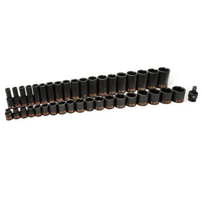 KDT84947H image(0) - GEARWRENCH 39 Piece 1/2" Drive 6 Point SAE Hi-Viz Standard & Deep Impact Socket Set
