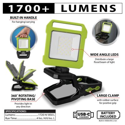 WLMW2235 image(0) - Wilmar Corp. / Performance Tool 1700+LM Li-ion Clamp Work Light
