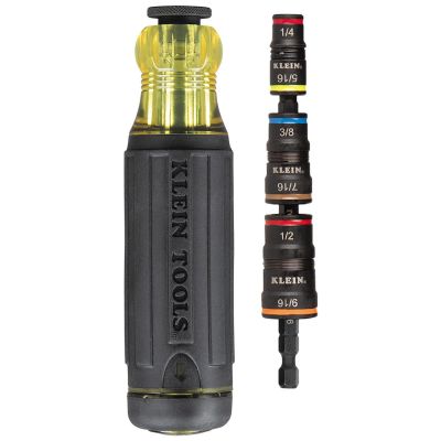 KLE32304 image(0) - Klein Tools 14-in-1 HVAC Adjustable-Length Impact Screwdriver with Flip Socket