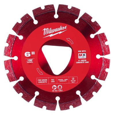 MLW49-93-7263 image(0) - Milwaukee Tool Red 6&rdquo; x .100&rdquo; Diamond Blade for Green Concrete