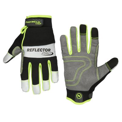 LEGGH400PM image(0) - Legacy Manufacturing Flexzilla&reg; Pro High Dexterity Reflector Gloves, 3M&trade; Scotchlite&trade; Reflective Material, Gray/Black/ZillaGreen&trade;, M