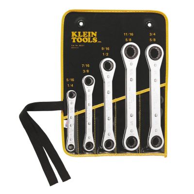 KLE68221 image(0) - Klein Tools Ratcheting Box Wrench Set, 5-Piece