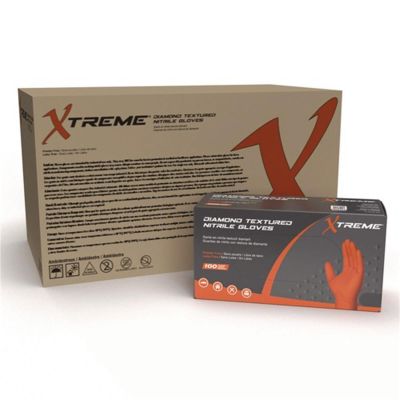 AMXXODN49100 image(0) - Xtreme Industrial Orange Diamond Textured Nitrile Disposable Gloves, XXLarge
