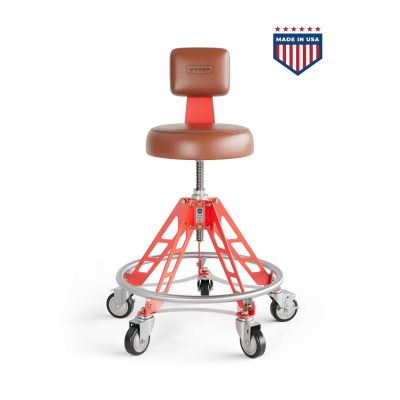 VYPESM-BR-R-EZ image(0) - Vyper Industrial 400 lb Capacity Elevated Steel Max Ez-Lift Shop Chair - Brown/Red