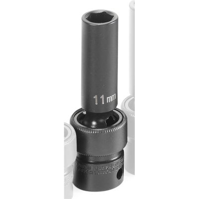 GRE1011UMD image(0) - Grey Pneumatic 3/8" Drive x 11mm Deep Universal Socket 6 Point - Black