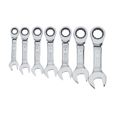 DWTDWMT19261 image(0) - DEWALT Ratcheting Stubby Wrench Set, 7-Piece Metric
