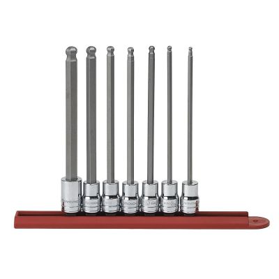 KDT80574 image(0) - GEARWRENCH 7 Piece 3/8 Inch Drive Long Ball End Hex Bit SAE Socket Set
