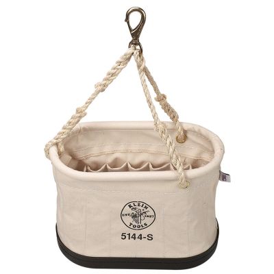 KLE5146 image(0) - Klein Tools Tool Bag, Leather All-Purpose Pouch with Belt Straps, 9 x 3 x 8-Inch