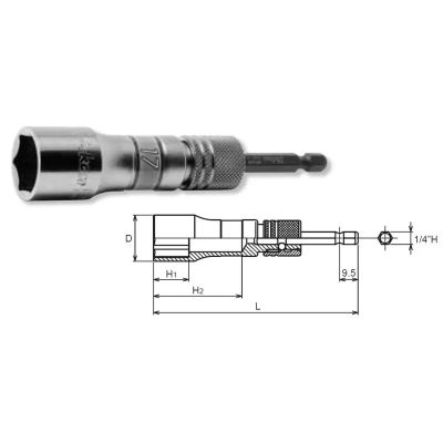 KKNBD042E-21 image(0) - Ko-ken USA BD042E-21 1/4 Hex Drive Long Socket 21 mm 6 Point 111 mm Exchangeable Drive shank