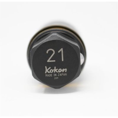 KKN280PM-21 image(0) - Ko-ken USA 280PM-21 21 Hex Drive Wheel Nut Adaptor Socket 21 mm Extra Thin Walled Length 55 mm Color coded Protector
