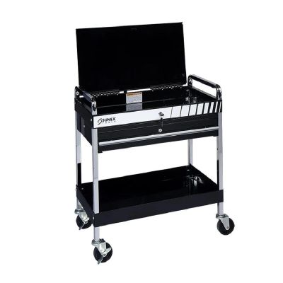 SUN8013ABK image(0) - SUNEX 350lb Capacity Service Cart with Locking Top with Locking Drawer - Black