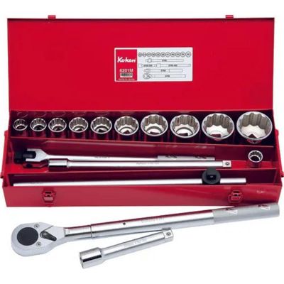 KKN6201M image(0) - Ko-ken USA 6201M 3/4 Sq. Dr. 16 Piece 12-Point Metric Socket Set  22-60mm