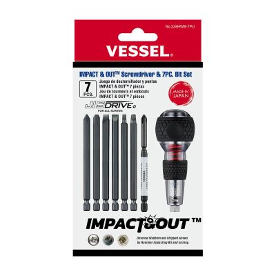 VES238HWB7PU image(1) - Vessel Tools Impact & Out Screwdriver & 7PC Bit Set