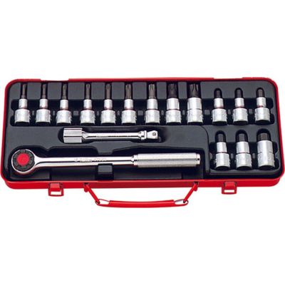 KKN4276 image(0) - Ko-ken USA 4276 1/2 Sq. Dr. Bit Socket 17 piece Hex / TORX&Acirc;&reg; set