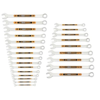 KDT81900H image(0) - GEARWRENCH 24 Piece 12 Point SAE/Metric Hi-Viz Long Pattern Combination Wrench Set