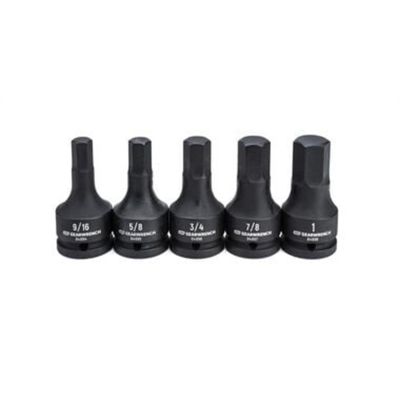 KDT84899-06 image(0) - GearWrench 5 Piece 3/4 Inch Drive SAE Impact Hex Bit Socket Set with Blow Mold Case