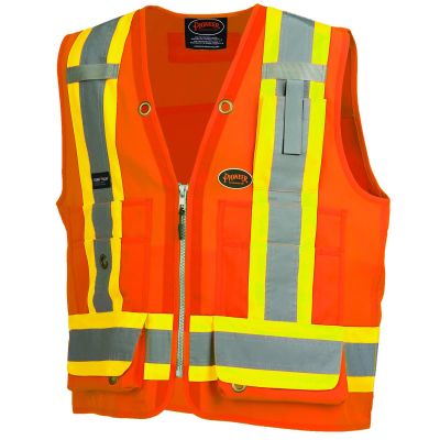 SRWV1010151U-S image(0) - Pioneer Woven 150D Multi-Pocket Surveyor Vest  - Color:  Hi-Vis Orange  - Size: S