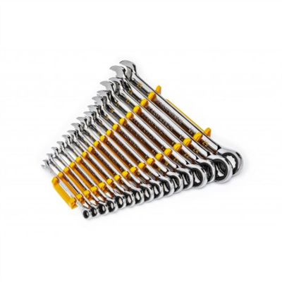 KDT86928 image(0) - GEARWRENCH 16 Piece 90-Tooth 12 Point Metric Combination Ratcheting Wrench Set