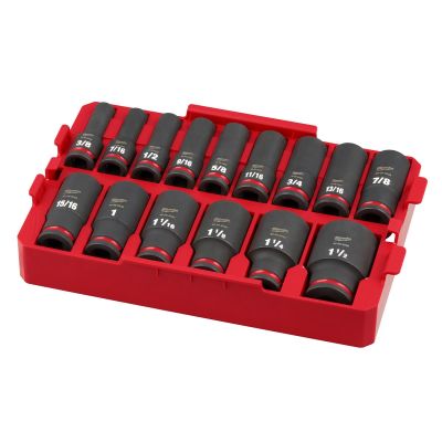 MLW49-66-6817 image(0) - Milwaukee Tool SHOCKWAVE Impact Duty Socket 1/2&rdquo; Dr 15PC SAE TRAY Set