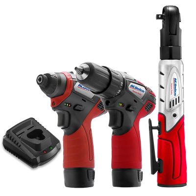 ACDARW1208-K10 image(0) - ACDelco ACDelco ARW1208-K10 G12 Series 12V Cordless Li-ion 1/4"Impact Driver, 3/8" Ratchet Wrench & 2-Speed Drill Driver Combo Tool Kit with 2 Batteries