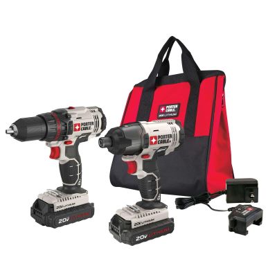 PRCPCCK604L2 image(0) - PORTER-CABLE 20V MAX* 1/2 in. Cordless Drill/Driver and 1/4 in. Impact Driver Combo Kit
