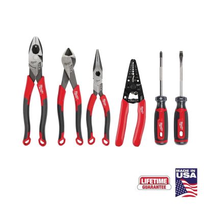 MLWMT550-6 image(0) - Milwaukee Tool 6 PC. Comfort Grip Cutting Pliers, Wire Stripper, & Cushion Grip Screwdrivers Set (USA)