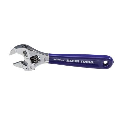 KLED86932 image(0) - Klein Tools Slim-Jaw Adjustable Wrench, 4-Inch