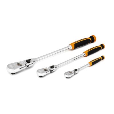 KDT81298T image(0) - GEARWRENCH 3 Piece 1/4 Inch, 3/8 Inch & 1/2 Inch Drive 90-Tooth Dual Material Locking Flex Head Ratchet Set