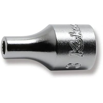 KKN2405M-3 image(0) - Ko-ken USA 2405M-3 1/4 Square Drive Socket 3 mm 12 Point Length 22 mm