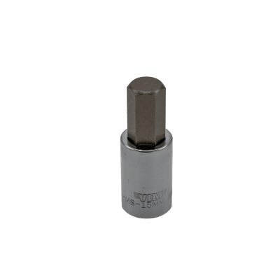 VIMHMS-15MM image(0) - VIM Tools 15mm Hex bit, Satin Chrome 1/2 inch square drive bit holder