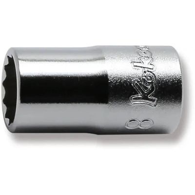 KKN2405M-8 image(0) - Ko-ken USA 2405M-8 1/4 Square Drive Socket 8 mm 12 Point Length 22 mm