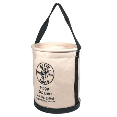 KLE5109S image(0) - Klein Tools Canvas Bucket, Straight Wall with Swivel Snap and Drain Holes, 12-Inch