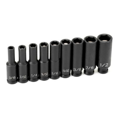 GRE9709DG image(0) - Grey Pneumatic 1/4" Drive 9 Piece Deep Magnetic Impact Socket Set