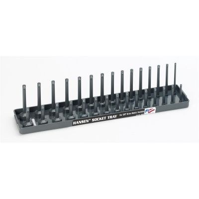 HNE3802 image(0) - Hansen Global 3/8 Inch Metric 2 Row Regular/Deep Socket Holder Tray - Grey