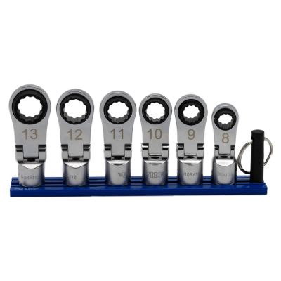 VIMNORA150 image(0) - VIM Tools 6 Piece 12 Point Offset, Flex Head Ratcheting Wrench Attachments (8 - 13 mm)