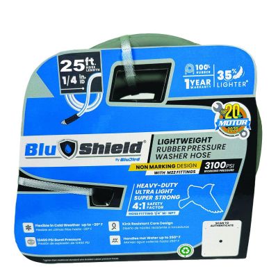 BLBPW1425-NM image(0) - BluBird BluShield Rubber Pressure Washer Hose Assembly 1/4" x 25' w/ M22 Non Marking