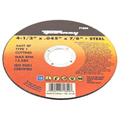 FOR71854-5 image(0) - Forney Industries Cut-Off Wheel, Metal, Type 1, 4-1/2 in x .045 in x 7/8 in 5 PK