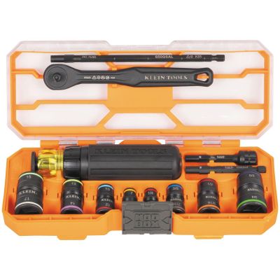 KLE65242 image(0) - Klein Tools Flip-16 KNECT&trade; Ratcheting Impact Flip Socket Screwdriver Set
