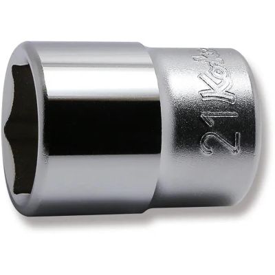 KKN4400M-21 image(0) - Ko-ken USA 4400M-21 1/2 Square Drive Socket 21 mm 6 Point Length 38 mm