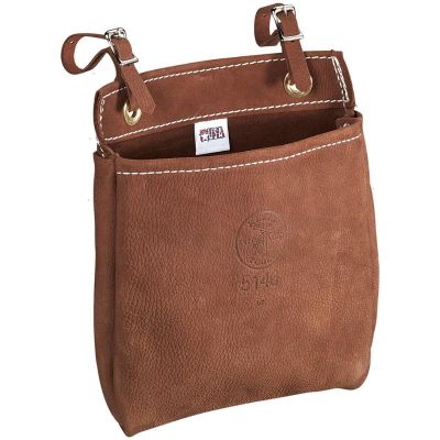 KLE5146 image(0) - Klein Tools Tool Bag, Leather All-Purpose Pouch with Belt Straps, 9 x 3 x 8-Inch