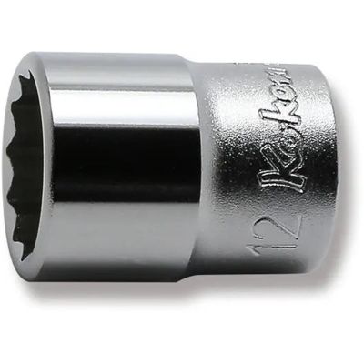KKN2405M-12 image(0) - Ko-ken USA 2405M-12 1/4 Square Drive Socket 12 mm 12 Point Length 22 mm