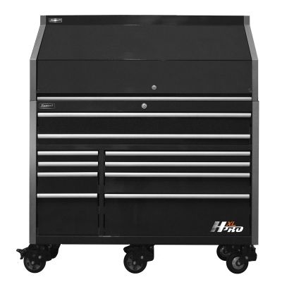 HOMHX07060101 image(0) - Homak Manufacturing HXL Pro Series 30" Deep 18-Drawer Roller Cabinet and Top Hutch Combo -Black