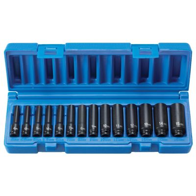 GRE9714MD image(0) - Grey Pneumatic 1/4" Surface Drive 14 Piece Deep Metric Set