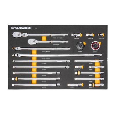 KDT86521 image(0) - GearWrench 21 Piece 3/8" 90-Tooth Ratchet & Drive Tool Set with Foam Storage Tray