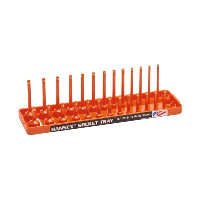 HNE1406 image(0) - Hansen Global 1/4 Inch Metric 2 Row Regular/Deep Socket Holder Tray - Color Orange